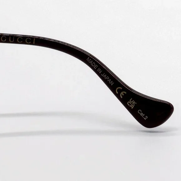 NEW GUCCI SUNGLASSES GG1087S 002 GOLD UNISEX EYEWEAR GUCCI WITH CHAIN - Picture 9 of 11